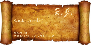 Rack Jenő névjegykártya